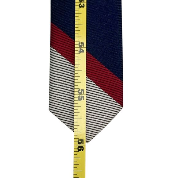 Vintage Woolf Brothers Belgravia Countess Mara Tie Blue Gray Red , Preowned - Picture 7 of 7